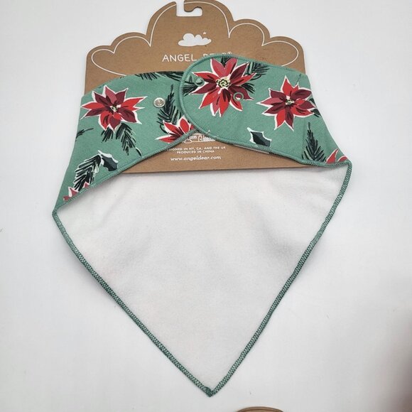 ANGEL DEAR Bandana Bib Bamboo Blend Poinsettias Holiday Christmas - Picture 2 of 5